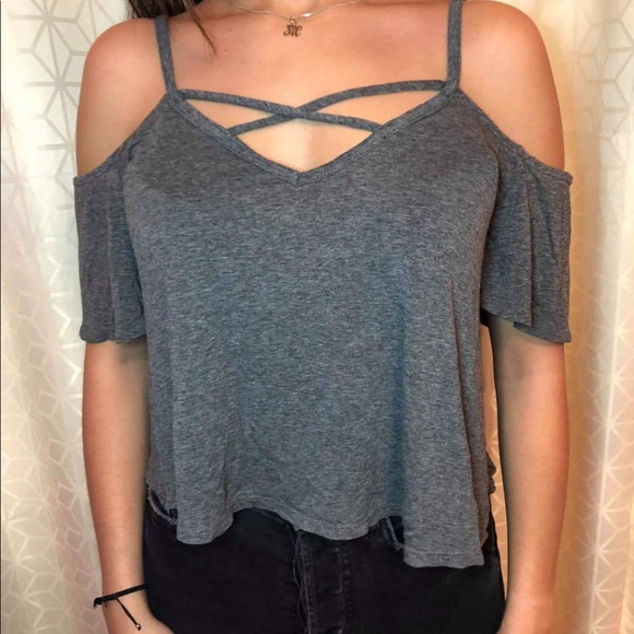 Grey crisscross shirt size medium - Picture 1 of 1